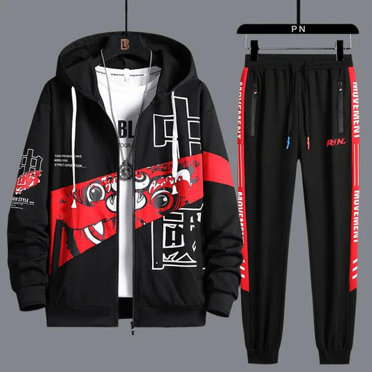 Spring Men Sweater Suit Sports Suit Hooded Pullover Campus Student Sportswear Casual Loose Clothing for Youth