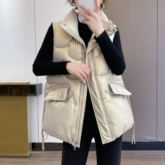 Cold-proof Vest Women's Down Cotton Regular Style Autumn and Winter Loose and Thick All-match Coat