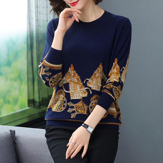 Autumn Winter Women Jumper O-Neck Long Sleeve Pullover 3D Print Jumper Tops Casual Loose Knitted Sweaters