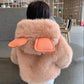 Girls Wool Sweater Windproof Winter Clothes Cotton-padded Jacket Hooded Cartoon Padded Jacket To Keep Warm