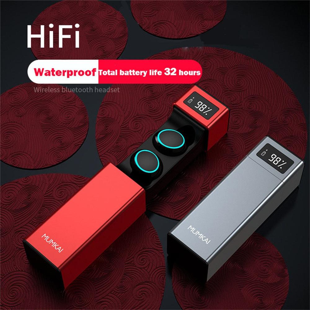 Waterproof 5.0 Earphones Bluetooth Mini HIFI TWS Earbuds Push-pull Headphones LED Display Headset