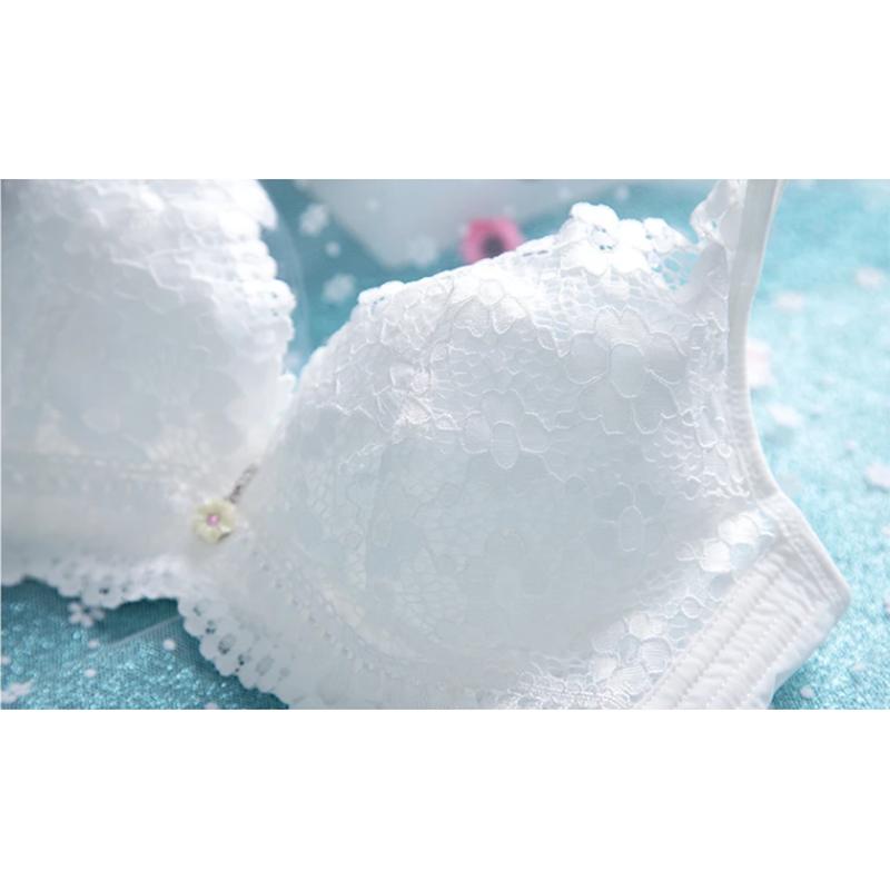 Women's elegant sexy lace floral underwear big breasts show small bra female thin non-sponge brassiere gather anti-sagging comfortable solid bralette