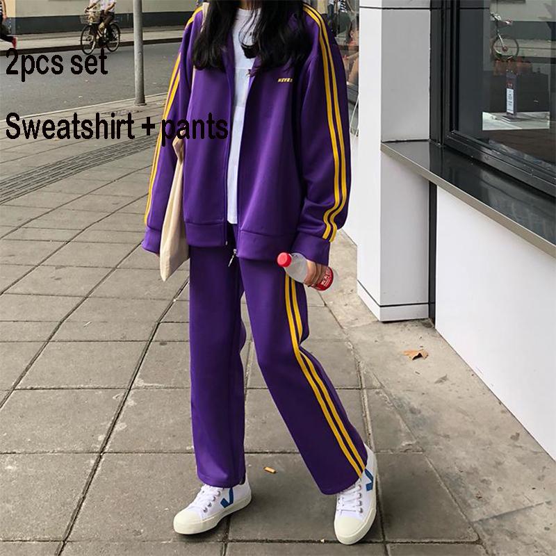 Two Pcs Set Wild Long-sleeved Casual Sweatshirt Set Large Size Spring and Autumn Women's Clothing