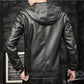 Men's Leather Jacket Autumn Fashion Youth Motorcycle Leather Sheep Leather Hooded Jacket Men