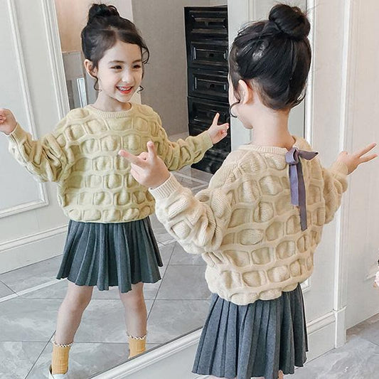 Children's Spring and Autumn Clothes Loose Casual Sweater Long Sleeve Round Neck Outwear Coat
