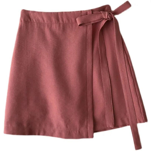 Female Simple Vintage High Waist Short Holiday Skirt Slim Elegant Streetwear Solid Color A-line Miniskirt