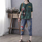 Pure Cotton Summer Printing Literary Short-sleeved T-shirt Ladies Loose Casual Comfortable Top Breathable