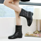 Ladies Rain Boots Mid Tube Faux Leather Anti-Slip Water Shoes Water Boots Kitchen Waterproof Shoes