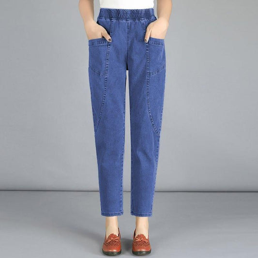 Fashion Mom Jeans Ladies Autumn Thin Harem Pants High Waist Slimming Middle-aged Casual Women's Ninth Pants