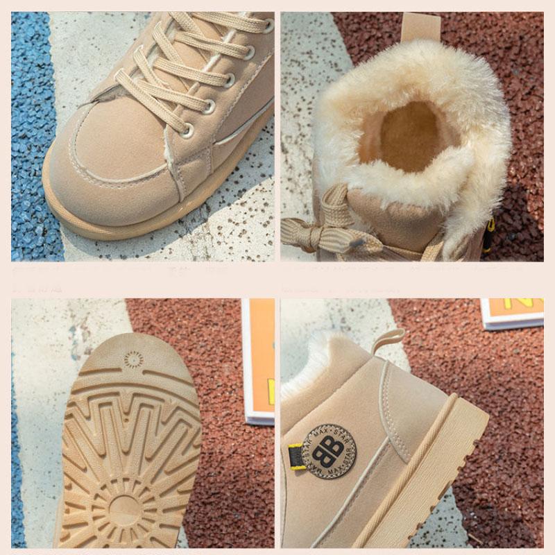 Winter Cotton Shoes Women Plus Velvet Warm Short Tube Laces Snow Boots Ankle Boots
