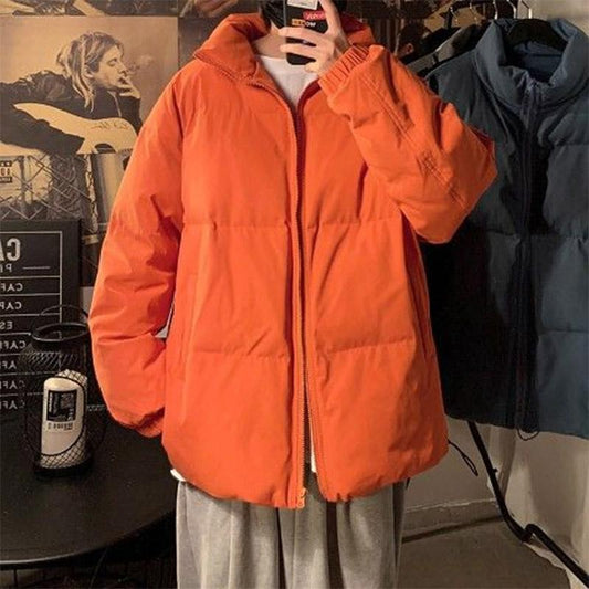 Pure Color Simple Large Size Stand-up Collar Padded Jacket Women's Forest Increased Padded Jacket