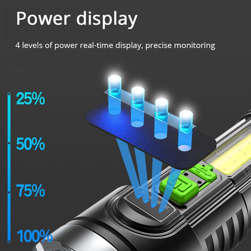 Portable Outdoor Household Flashlight Bright Torch USB Rechargeable Lamp Camping Hiking Car Emergency Ultra Bright Long-range LED Flashlight