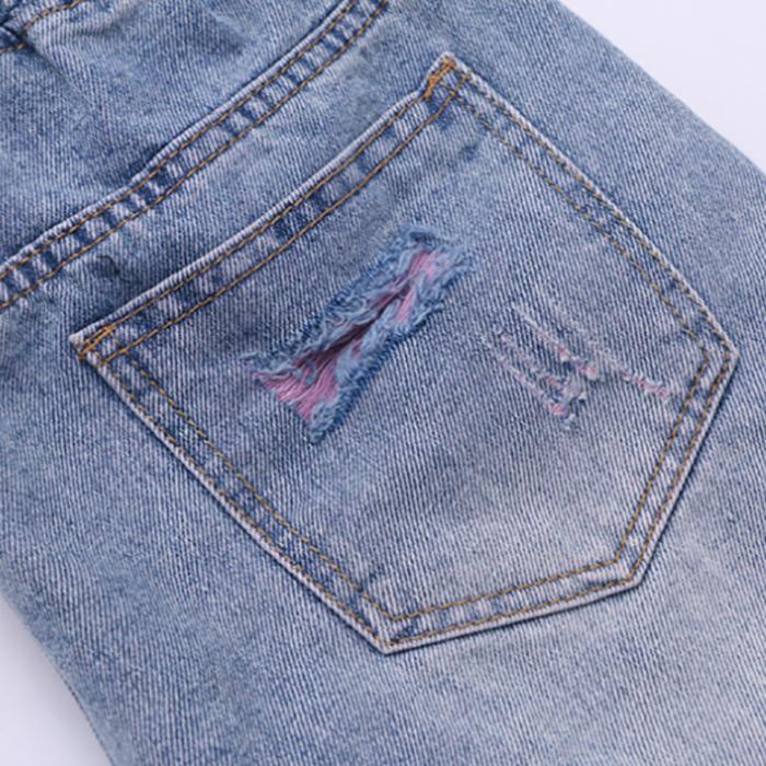 Girl Boy Loose Jeans Spring and Autumn Wear Korean Style Hole Children's Medium Children's Color Jeans Pants