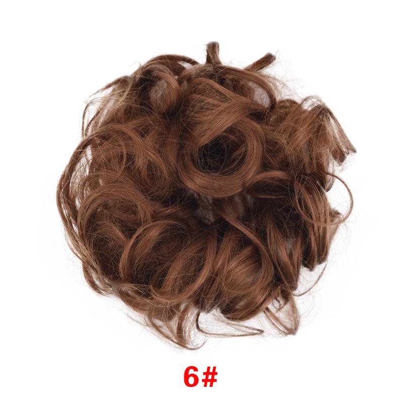 Girls Curly Scrunchie Chignon Rubber Band Multicolor Synthetic Hair Ring Wrap on Messy Bun Ponytails