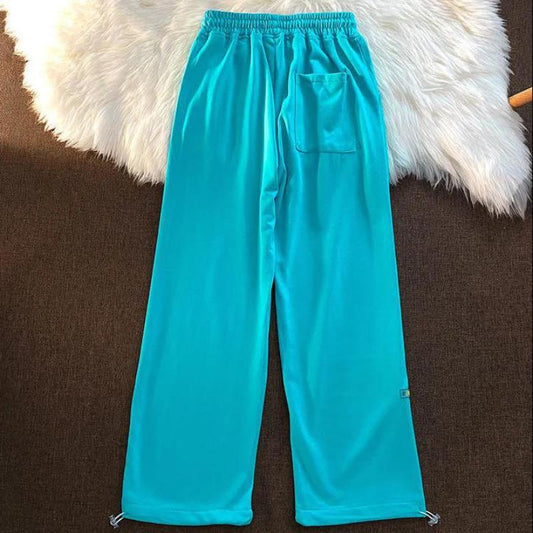 Hollow Design Love Hole Casual Straight Leg Pants Women Summer Thin Drawstring Design High and Thin Panties