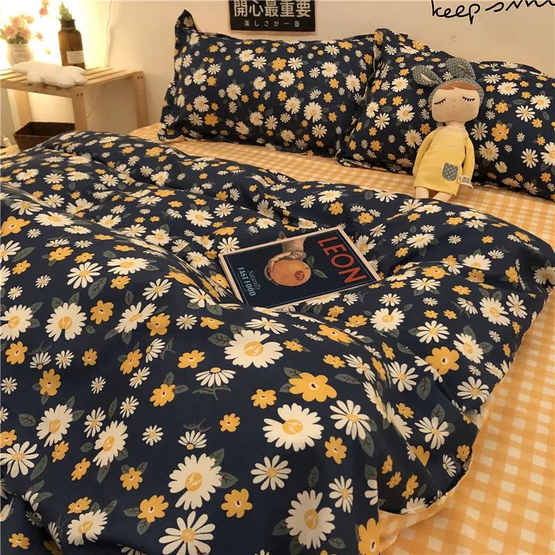 Spring and Summer Pastoral Style Four-piece Set, Simple and Fresh, Double Duvet Cover, Bed Sheet, Pillowcase, Student Three-piece Set