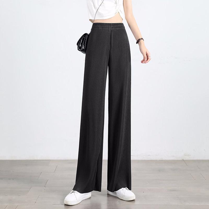 WTEMPO Wide Leg Straight Trousers Summer Cool Thin Pants Women Loose High Waist  Casual Cool Comfortable Home Go Out Party Office