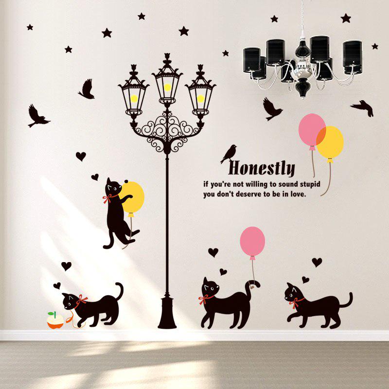 [Wall stickers] cats under the street light wall stickers for kids rooms nursery baby bedroom childr
