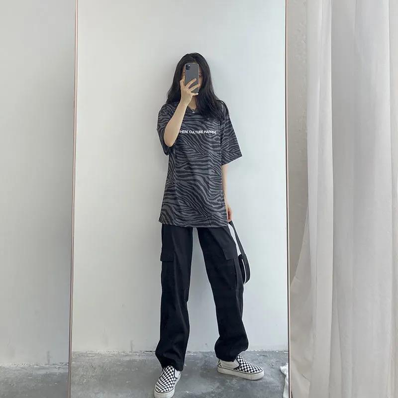 White Retro BF Harajuku Style Overalls Women's High-waisted Thin Waist Pants Casual Long Pants Tide