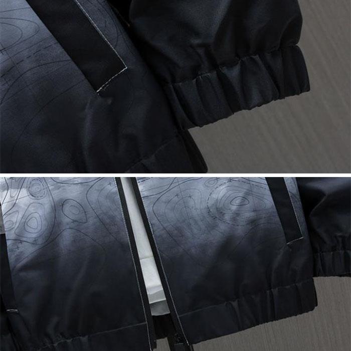 Large Size Ink Pattern Jacket Casual Hooded Windbreaker Spring Waterproof Coat Comfortable Top Regular Men
