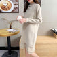 Autumn and Winter Long Lace Sweater Dress Casual Loose Knit Bottoming Shirt Pure Color Simple Female Sweater Dress