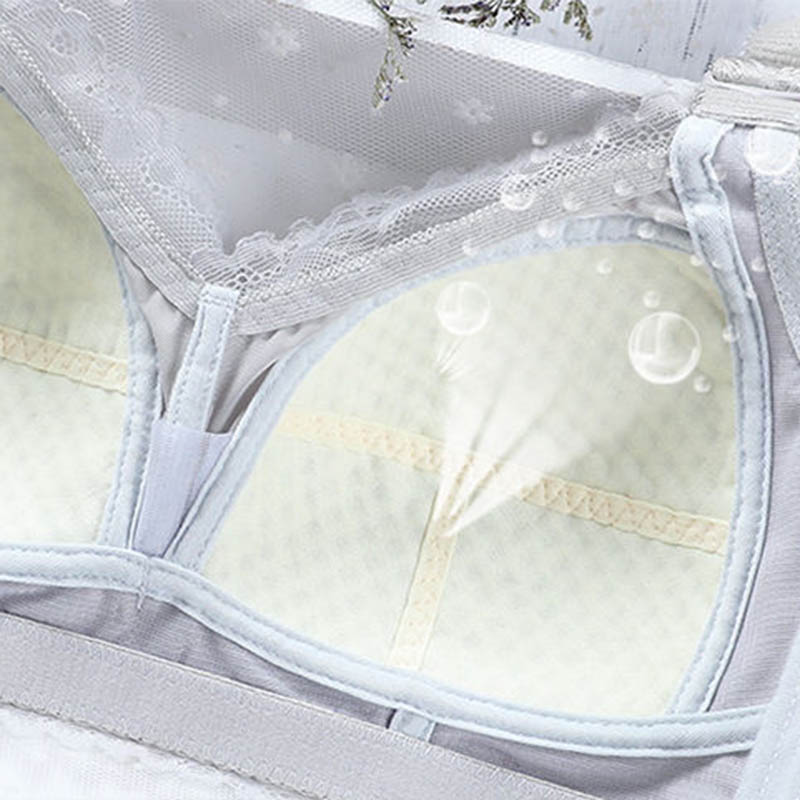 Female Hollow Lace Ruffled Light, Comfortable and Breathable Large Size Top Support Gathering Thin Section No Steel Ring No Trace Sexy Adjustable Bra