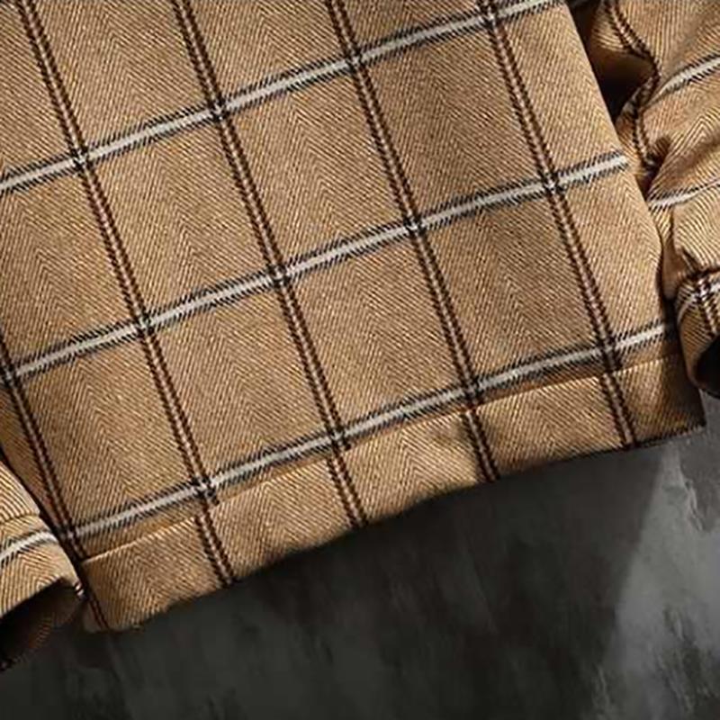 Lamb Wool Jacket Men's Coats Youth Trend Plus Velvet Thick Plaid Autumn Jacket