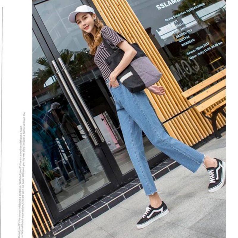 WTEMPO Straight Wide-leg Pants Female Cropped Jeans Female Loose Thin Skinny High Waist Summer Straight