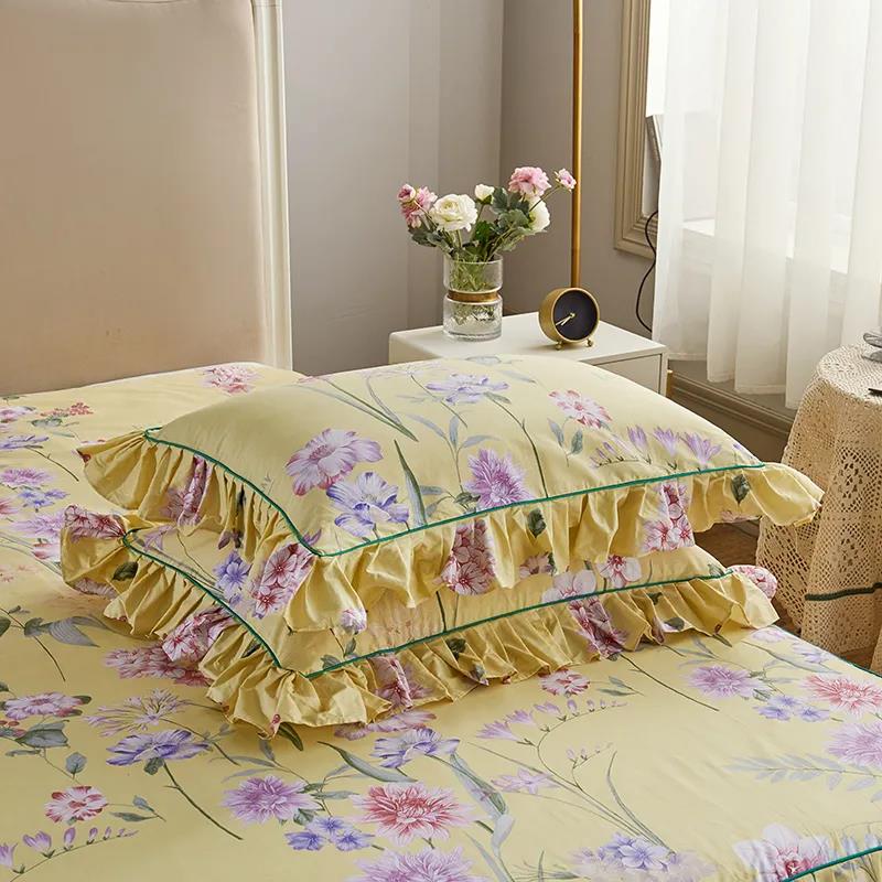 Cotton Print Lace Pillowcase Plus Size Thickened Zipper Pillowcase Single Double Bedroom Bedding