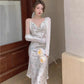 Female Vintage Slim Casual Elegant Holiday Dress Floral Print Backless Graceful Suspender Party Dress