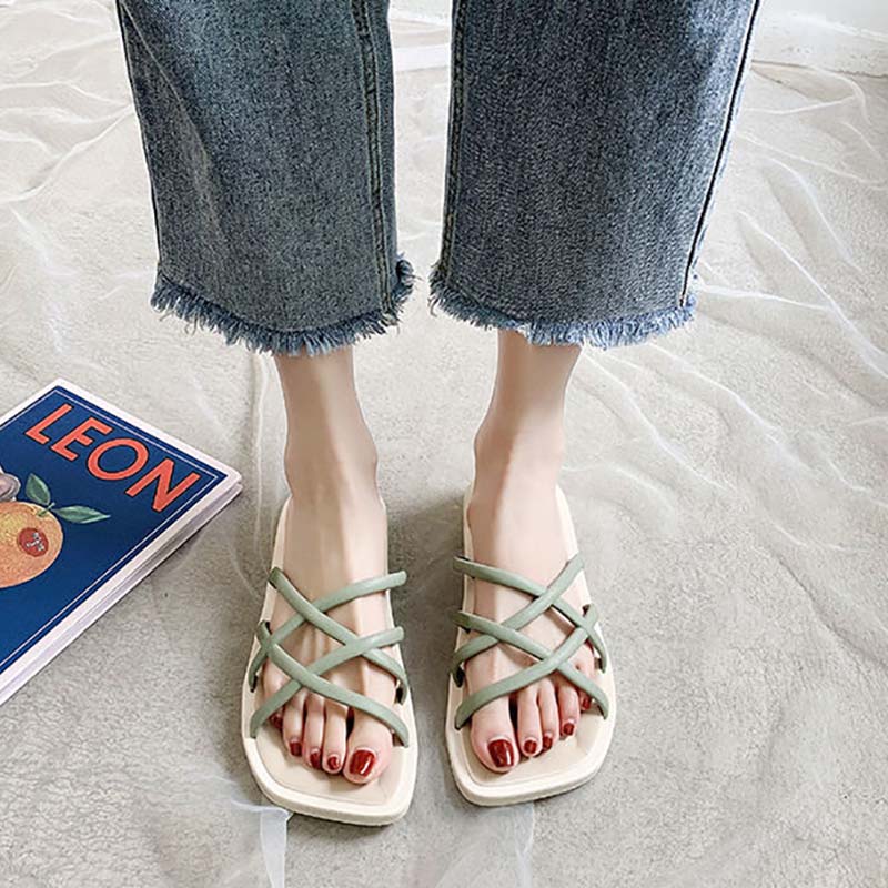 Ladies Sandals and Slippers for Outer Wear, Summer Korean Fashion Soft Bottom Non-slip Student Fairy Style Slippers