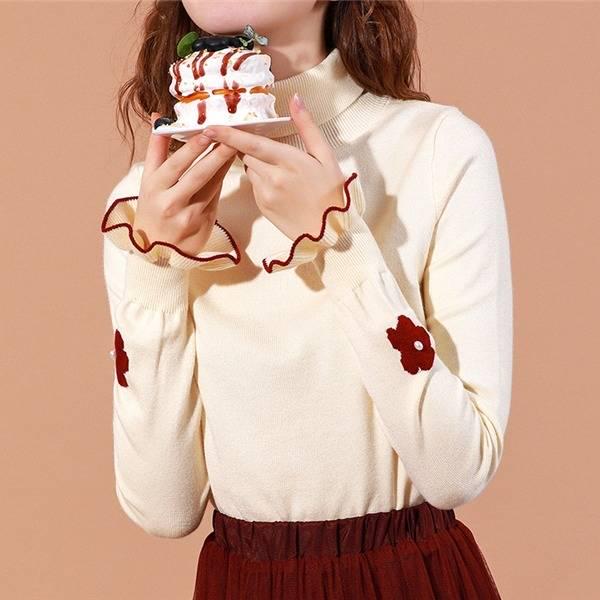 Turtleneck Sweet Jacquard Sweater Women's Autumn and Winter Base Long-sleeved Sweater