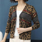 Women's Printed Wool Cardigan Thin Knitted Leopard Cardigan All-match Short  V-neck Knit Jacket Outwear