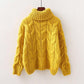 Inside wearing a warm winter jacket large size thick sweater female loose high collar knit sweater
