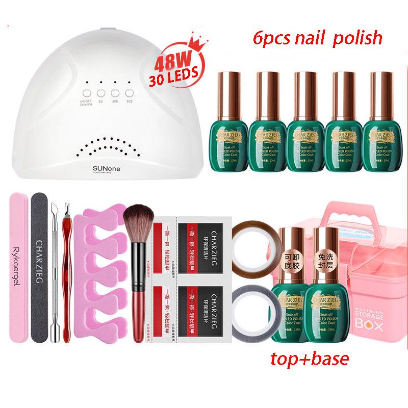 Nail Tool Set Nail Polish Glue Beginner set 48W UV LED Lamp nail dryer Nail Art Kit Manicure Tools