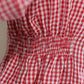 Women's Spring and Autumn Shirt V-neck Loose Plaid Short Top