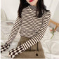 Black and white striped pullover sweater women's winter slim thin turtleneck sweater long sleeves