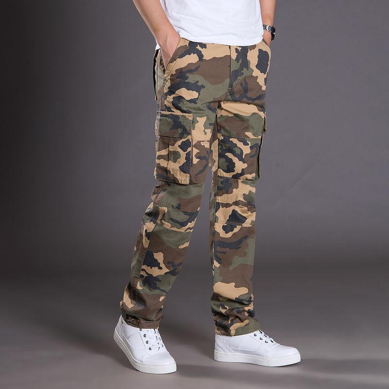 Autumn Storm Pants Men's Loose Cotton Sports Pants Outdoor Straight Pants Multi-pocket Large Size Casual Pants Work Pants
