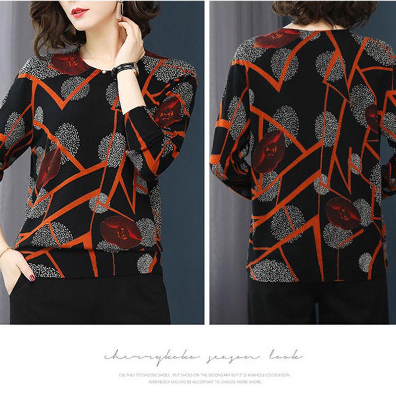 Spring  Autumn Women Short Polka Dot Printed Sweater OL Style Wool Sweater Warm Jumper Top Plus Size Pullover Sweater Outwear