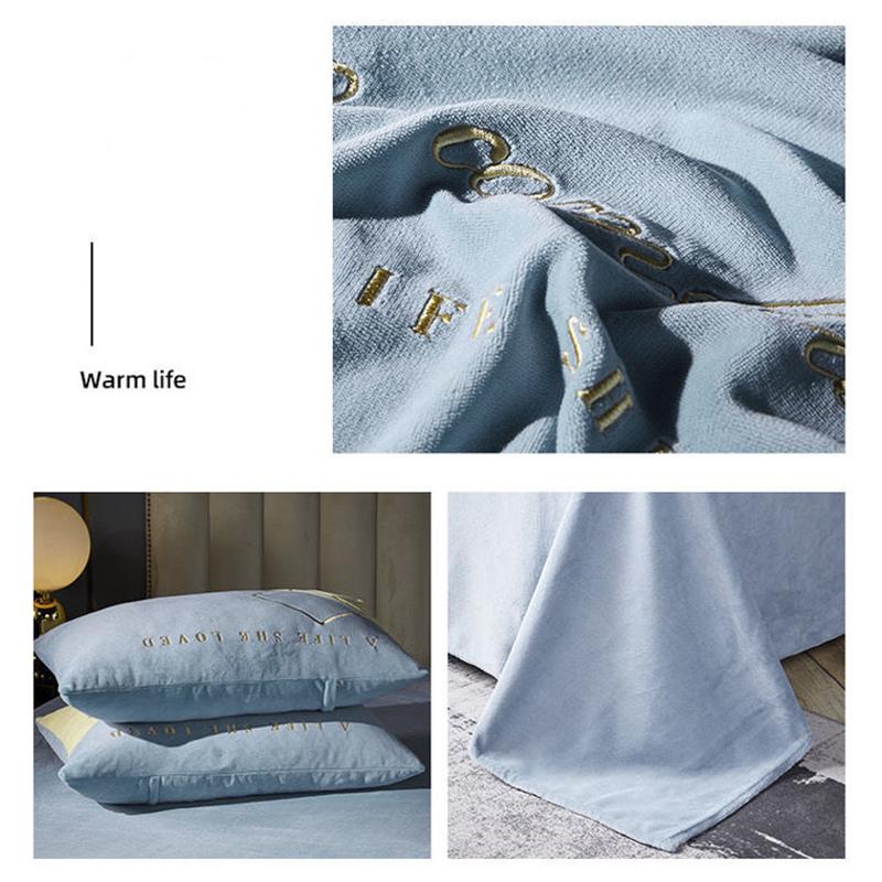 Winter Thick Milk Velvet Four-piece French Velvet Duvet Cover Sheet Crystal Velvet Embroidery Type Bedding