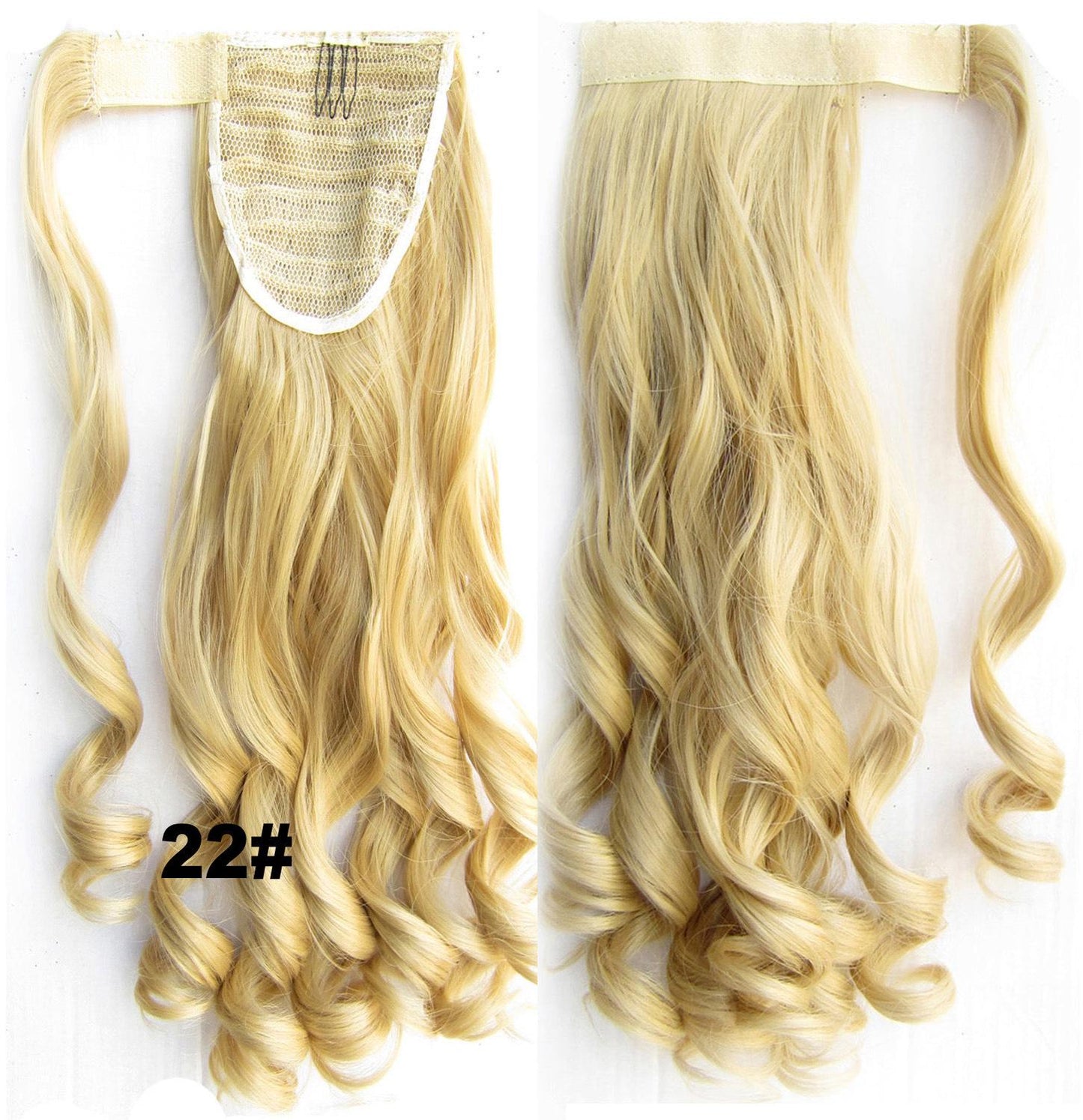 24" Long Wavy Wrap Around Clip In Ponytail Hair Extension Synthetic Natural Wave Pony Tail Fake Hair