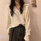 Autumn and Winter Students Lazy Wind V-neck Long-sleeved Sweater Loose Outer Wear Pullover Sweater Women
