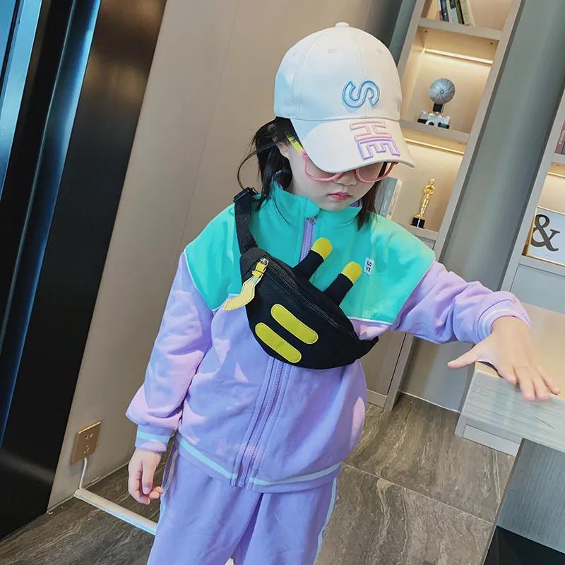Parent-child Bag Cute Unisex Children Canvas Sling Bag Outdoor Travel Boy Girl Shoulder Crossbody Chest Bag for Gift