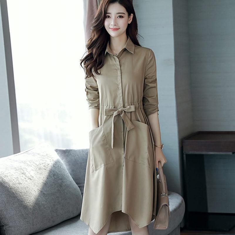 Autumn Female Coat Double Breasted Long Sleeve Jacket Loose Casual Windbreaker