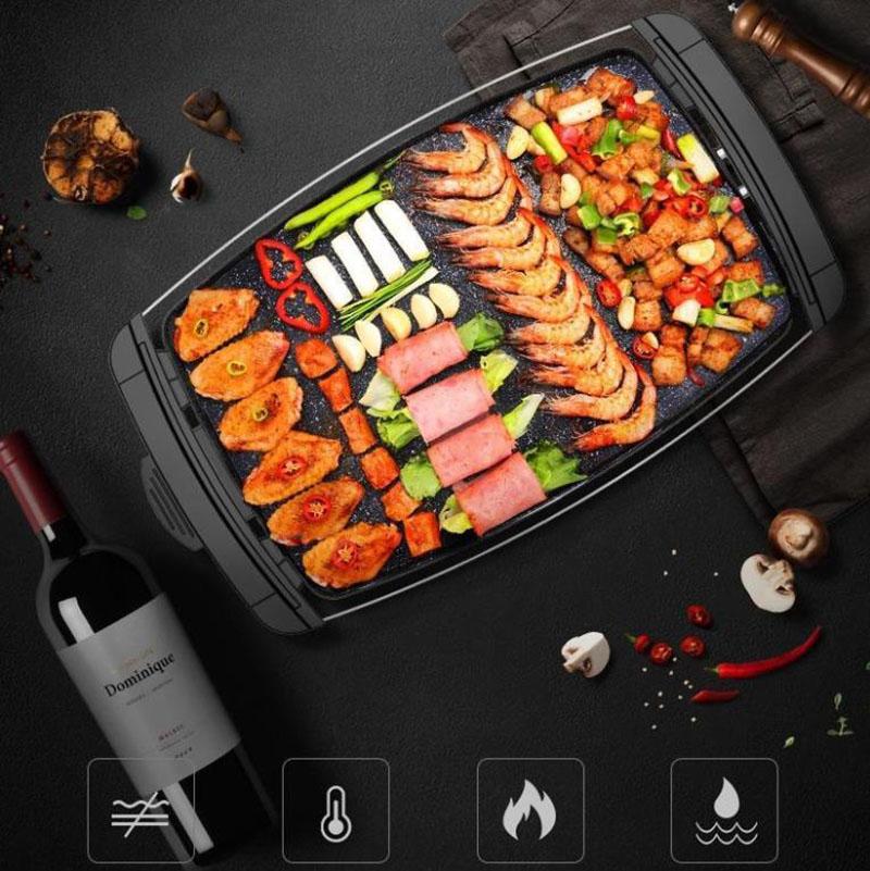 1800W Electric Grill Flat Bottom Frying Pan BBC Machine Medical Stone Oven Bakeware Kitchen Supplies