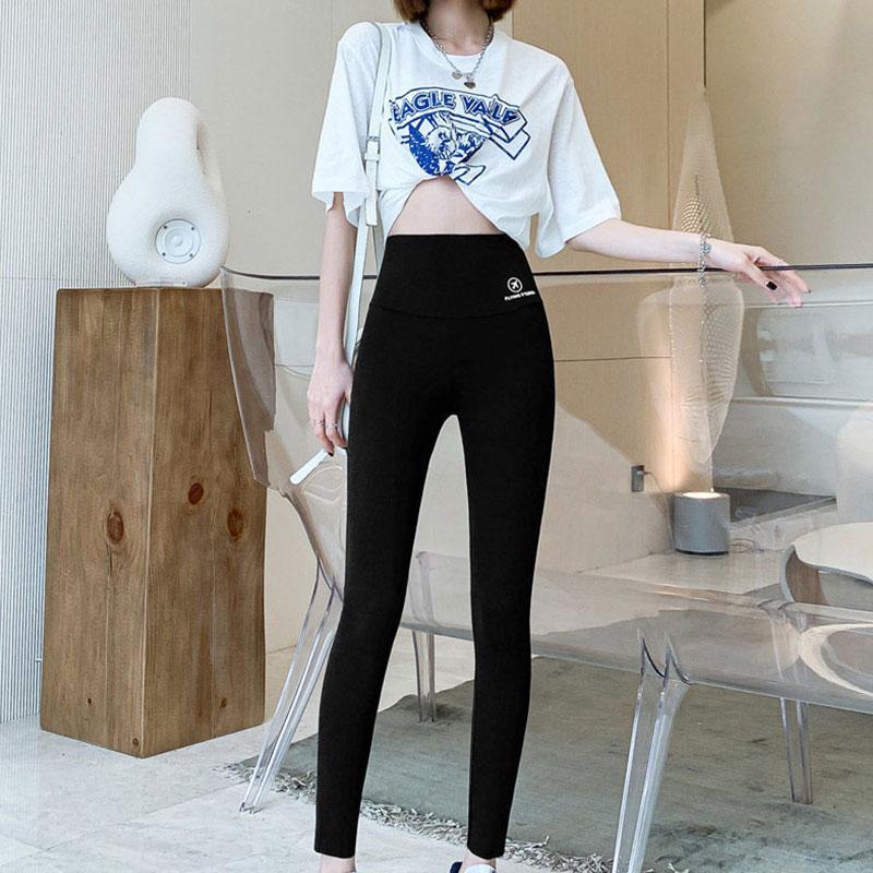 Female Flying Shark Pants Wear Black Leggings Spring and Autumn Thin Tights High Waist Slim Belly Barbie Pants