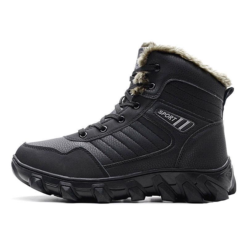 Leather Snow Boots Men Winter Plus Velvet High-top Boots Waterproof Non-slip Warm Work Boots