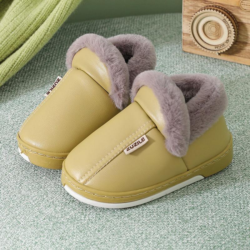 Waterproof Cotton Drag Winter Warmth PU Waterproof Non-slip Indoor Home Bag with Cotton Shoes To Keep Warm Soft and Comfortable
