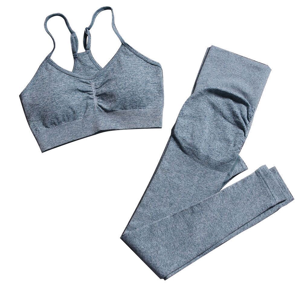 2PCS Women's Yoga Wear Sports Suit One Shoulder Vest Sports Bra Tight Hip Pants Elastic Pants Solid Color Gym Running Fitness Athletic Clothing Sets