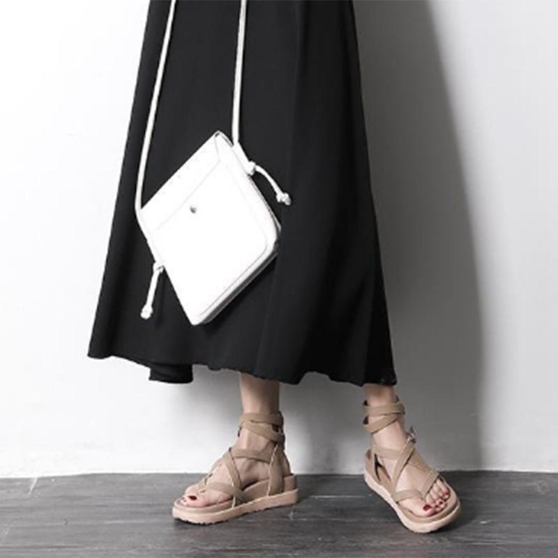 All-match Word Buckle Clip-on Sandals Women's Summer Thick-soled Platform Shoes Women's Flat Roman Shoes